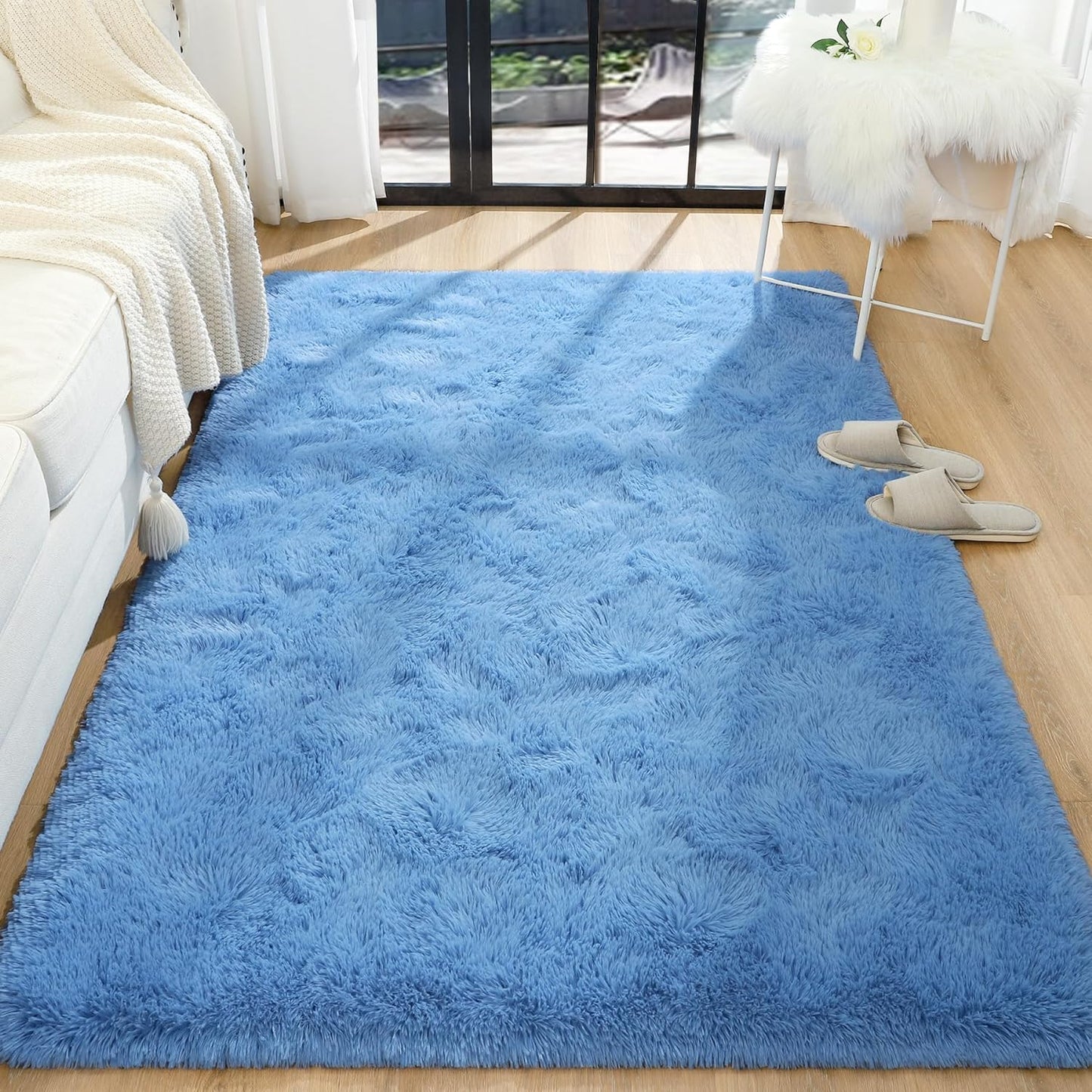 NATURAL FAUX RABBIT Rug Ultra Soft Plush Extra Large Rugs Living Room Wool Shaggy Fluffy