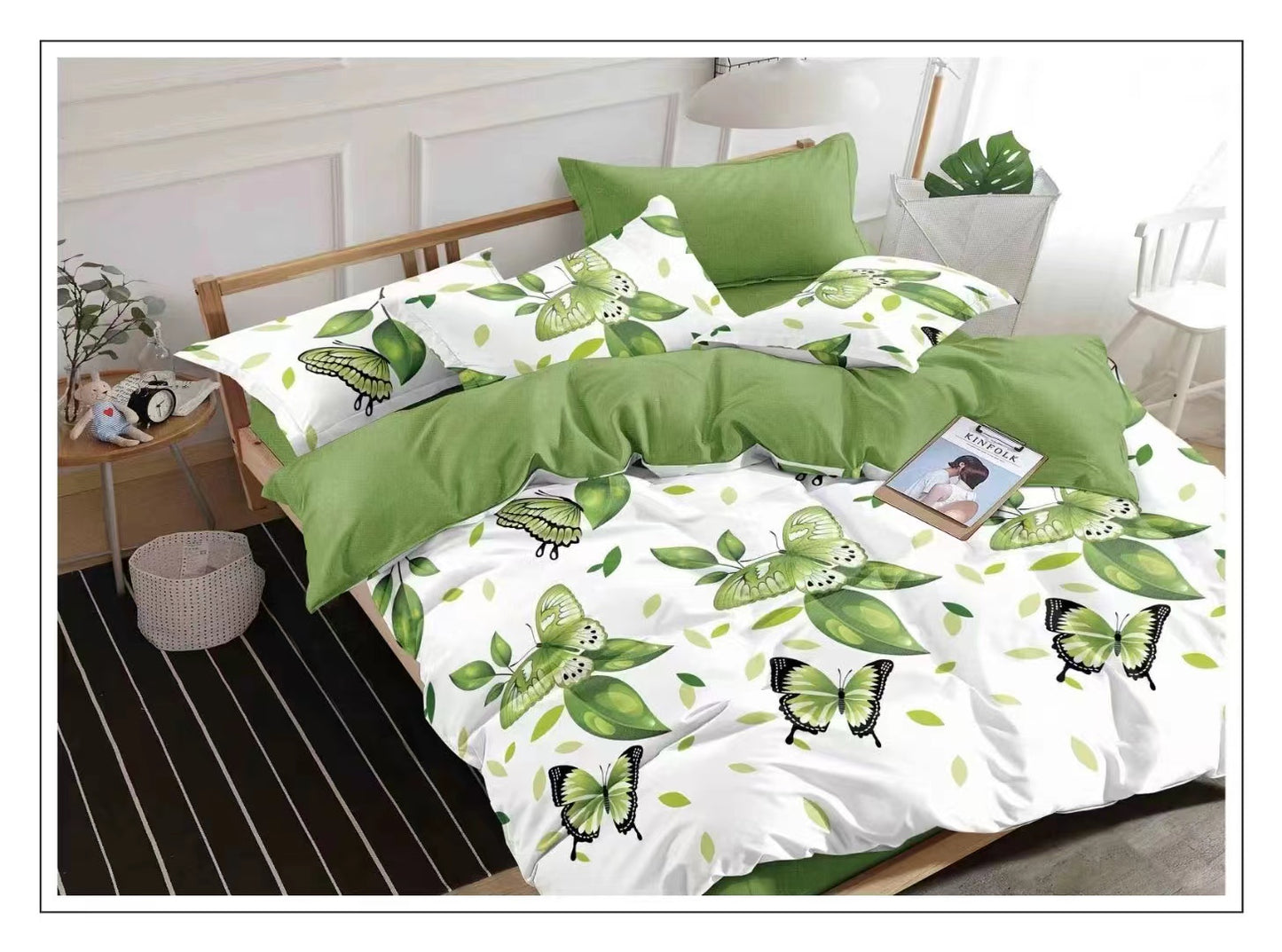 4 Piece  (Double)  Bedding Set 3D Design Duvet Cover Set Microfibre Printed Bedding Set with Pillow Cases and Extra Fitted Sheet Hypoallergenic