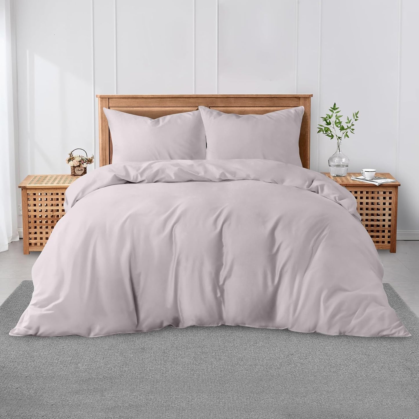 3 Pieces Plain Duvet Cover Set With Matching Pillow Cases, Soft & Breathable Quilt Cover, Polycotton Hotel Collection Solid Color Bedding, Aqua