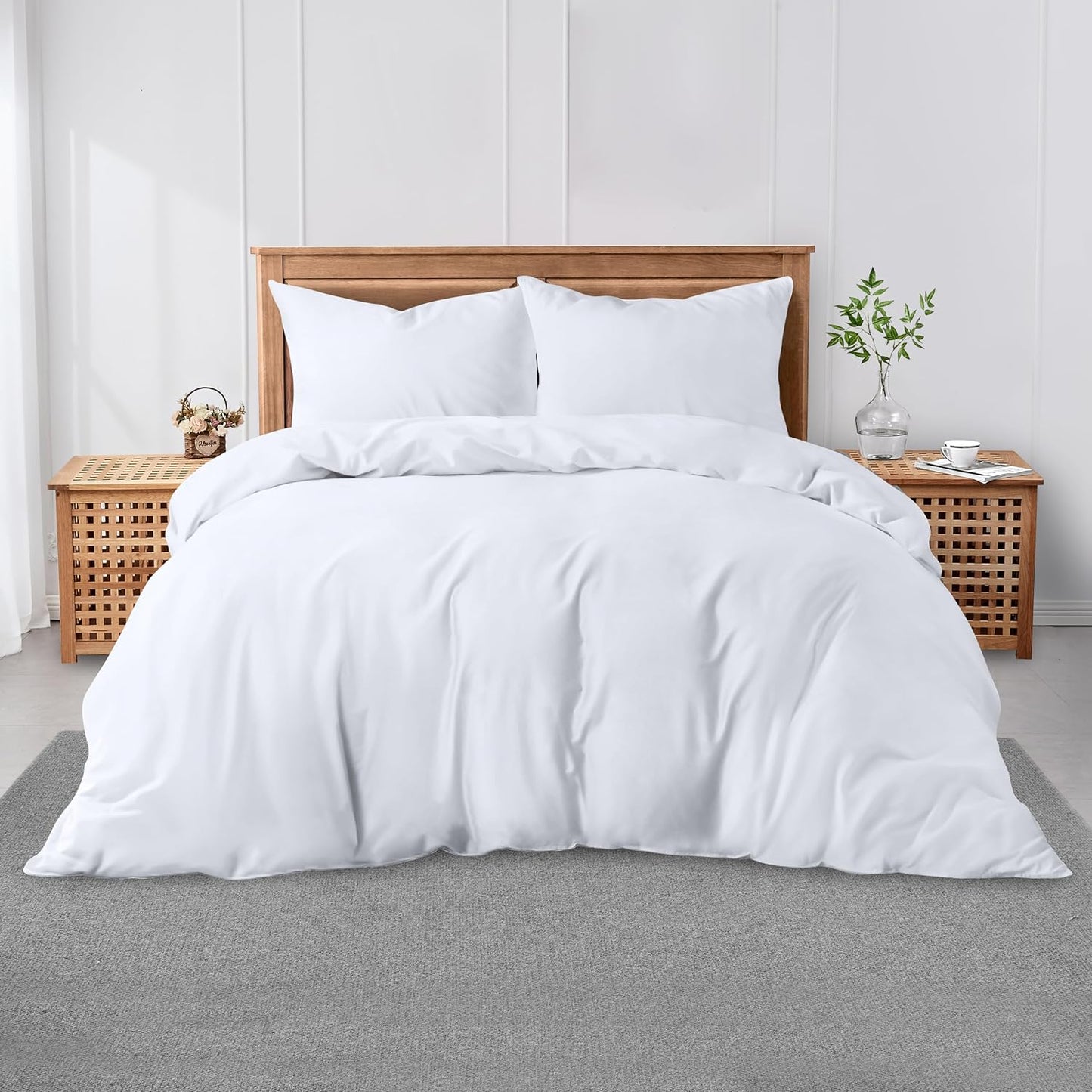3 Pieces Plain Duvet Cover Set With Matching Pillow Cases, Soft & Breathable Quilt Cover, Polycotton Hotel Collection Solid Color Bedding, Aqua