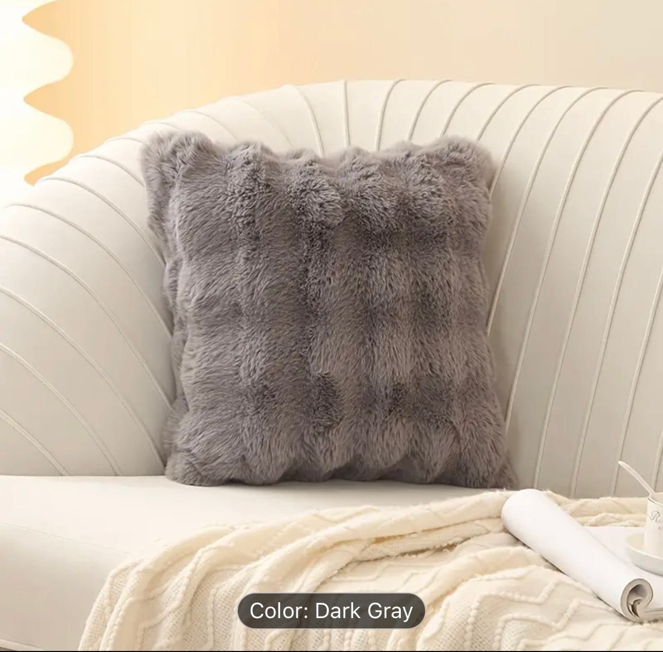 Cushion cover, Decorative Pillow Case Practical Faux Rabbit