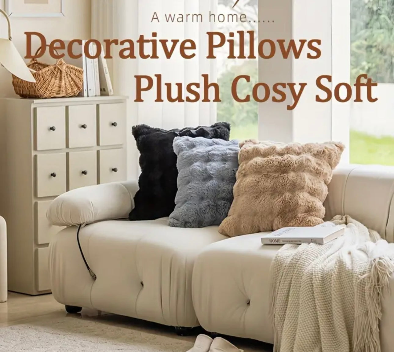 Cushion cover, Decorative Pillow Case Practical Faux Rabbit