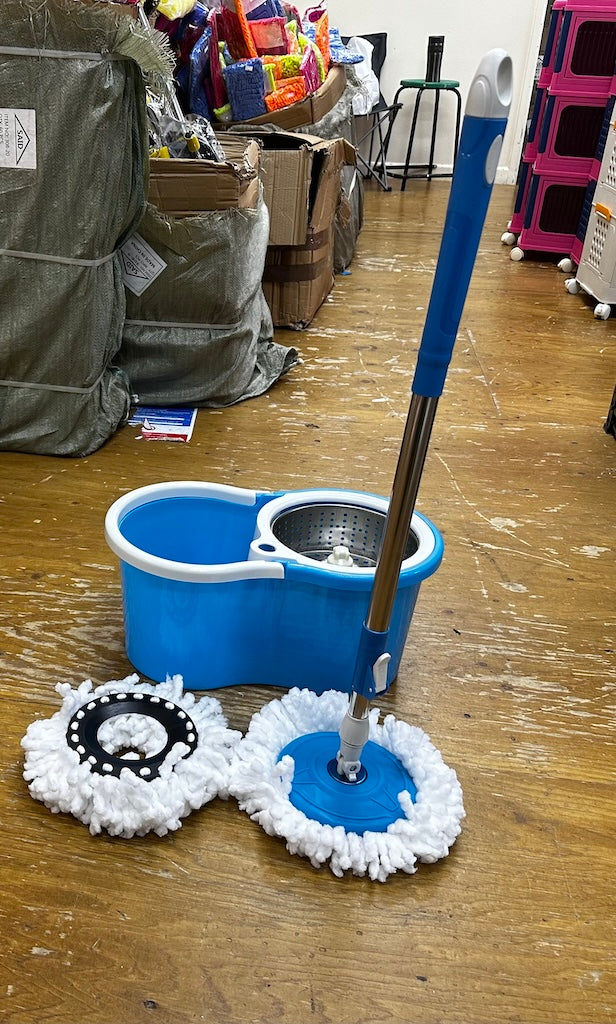 H.T.D Automatic Spin Mop | Wet Mop Bucket Set with Automatic Spinning | Bucket with Wheels Floor Mops Bedroom, Kitchen, Balcony, Study Room, Living Room