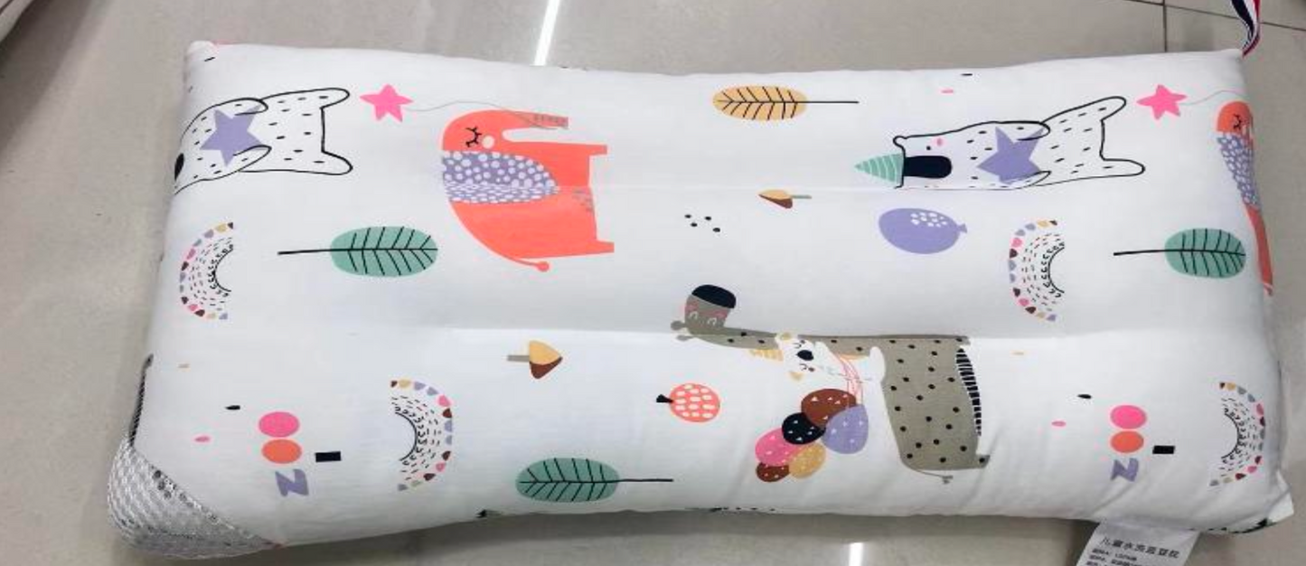 Flat Head kids Pillow | Prevents & Corrects Plagiocephaly | Breathable 3D Air Mesh | Soft Organic Cotton | Completely Washable | Newborn Head Shaping | Safari Animals (1 Pack)
