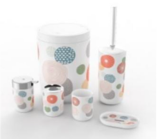 6 Piece Printed Bathroom Accessories Set