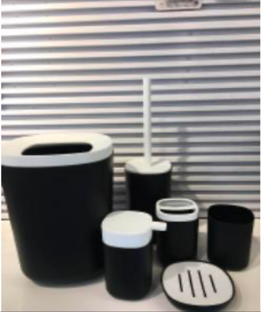 6 PIECE BATHROOM ACCESSORIES SET BLACK&WHITE