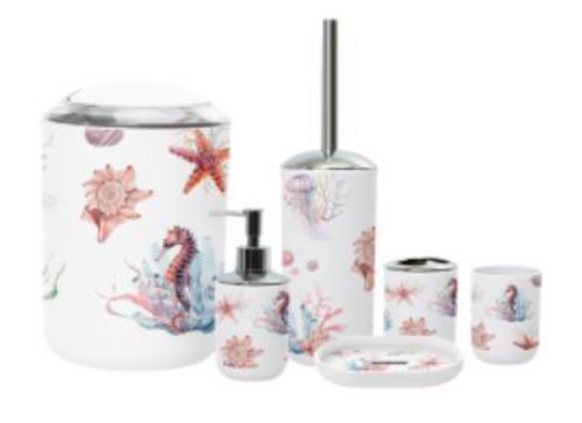 6 PIECE BAThROOM ACCESSORIES SET (MARINE ORGANISM)
