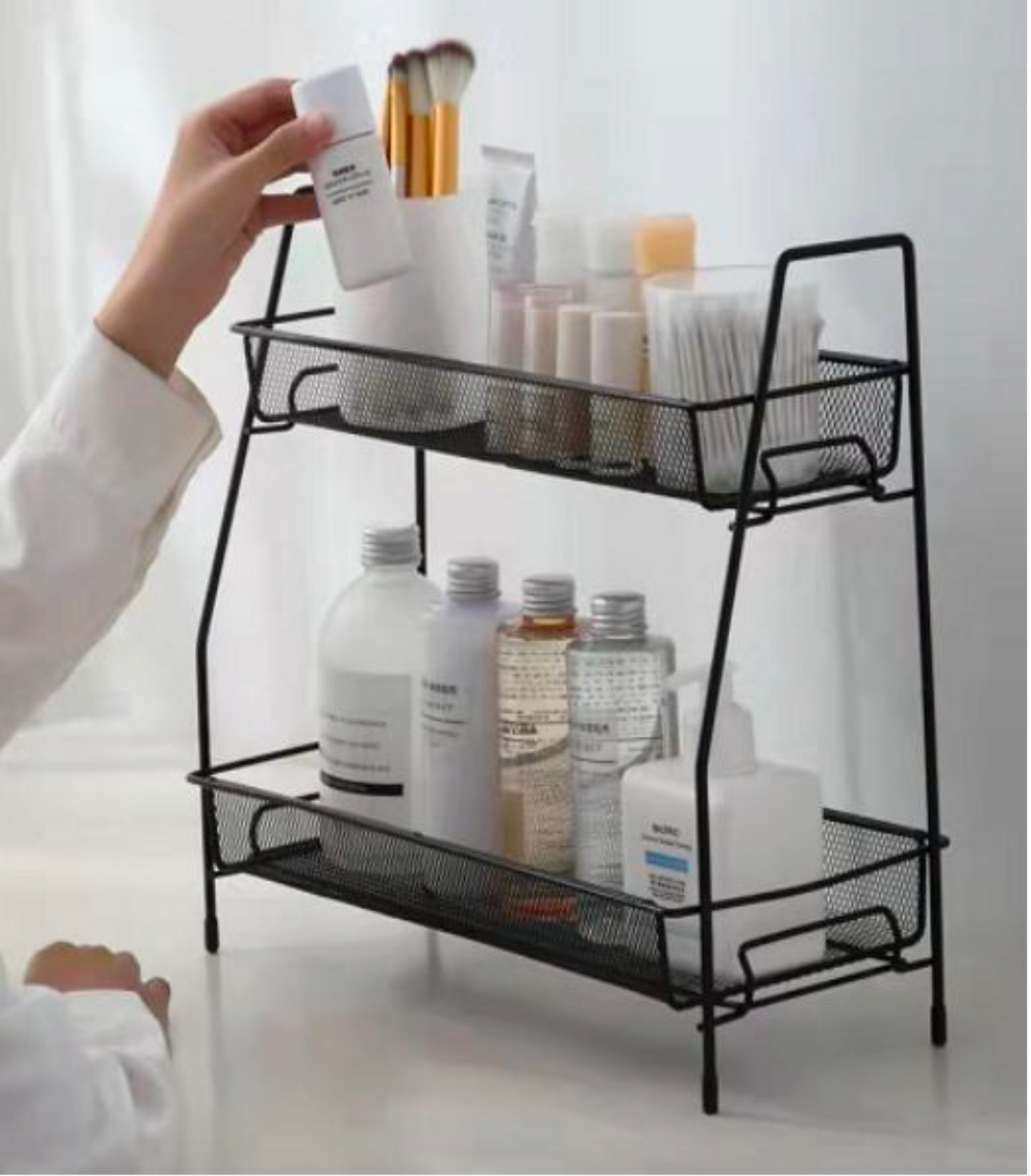 2 Tier Bathroom organiser - 17D x 36W x 33H CM Small Bathroom Counter Storage Kitchen Storage & Organisation for Countertop Home and Office