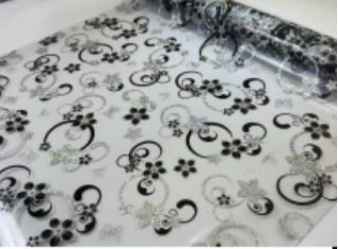PVC Table cloths Protector for Table/ Waterproof Desk Table Pads Table Covers 2mm transparent with black flowers