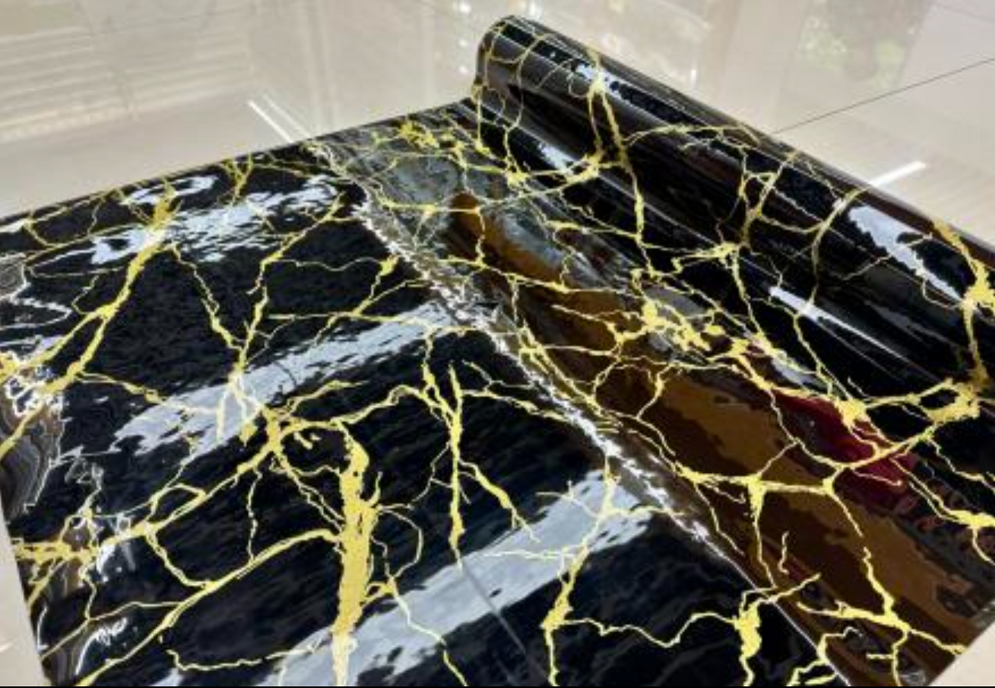 PVC Vinyl Table cloth Luxury Modern Black Gold Marble and black silver marble Dining Wipe Clean