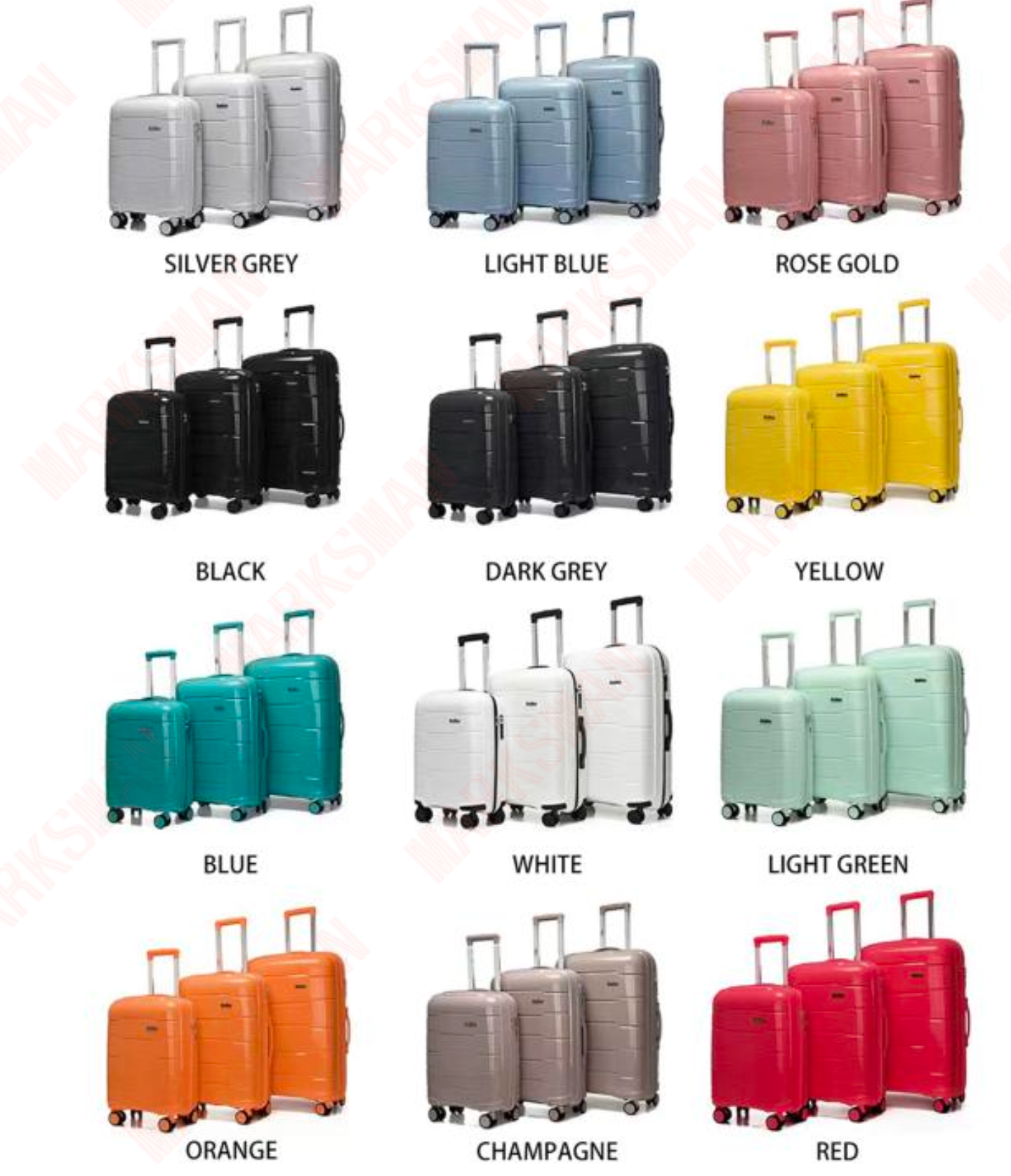Suitcase Set with 8 Spinner Wheels TSA Lock 20" 24" 28" Travel Trolley Case PC+ABS-M6910
