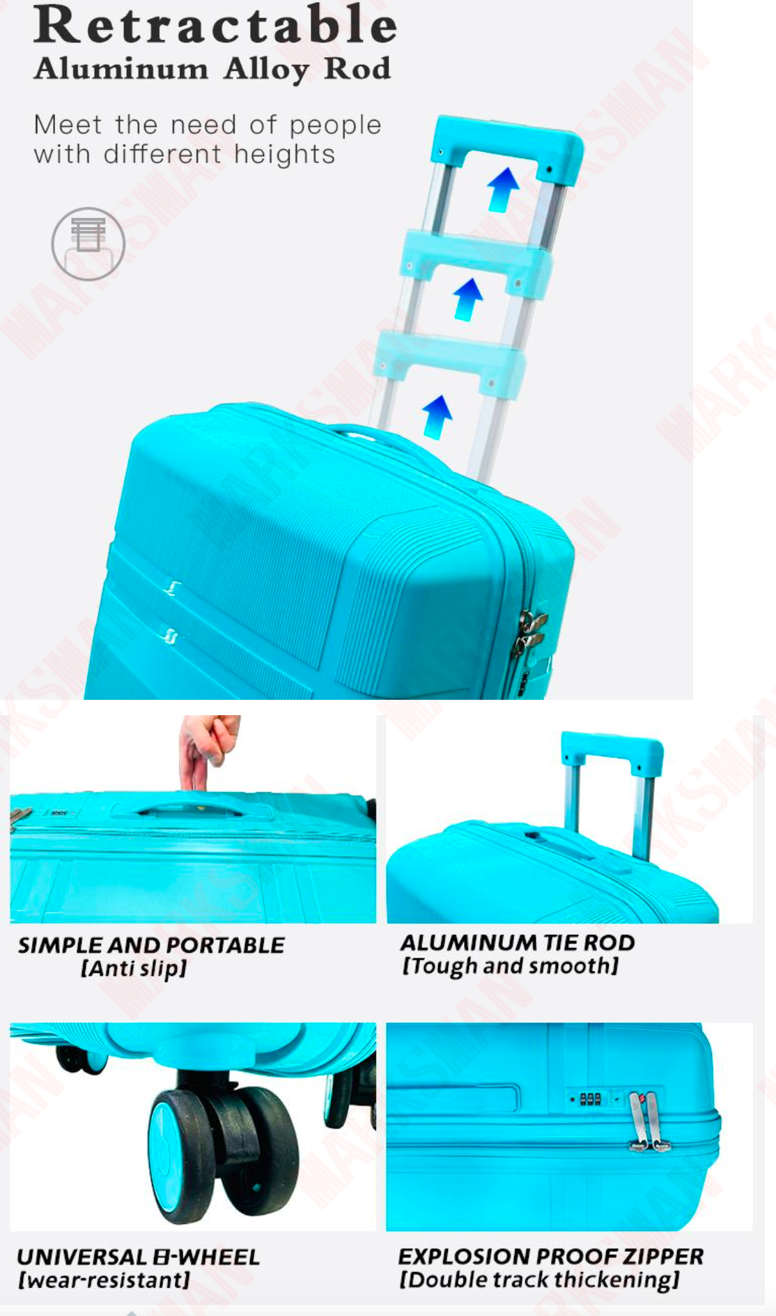 3Pcs Suitcase Set with 4 Spinner Wheels TSA Lock 20" 24" 28" Travel Trolley Case(3 Pcs Set PC+ABS-M6939