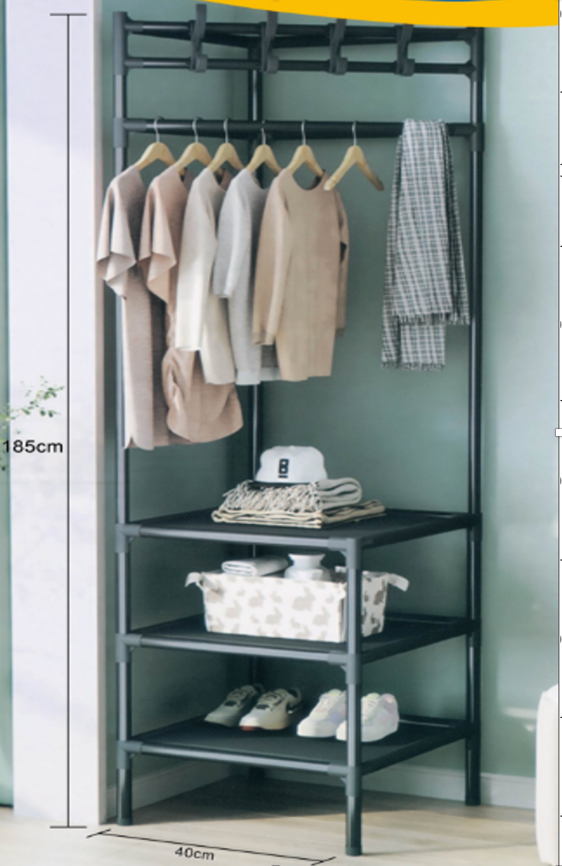 Corner Coat Rack Freestanding Metal Clothing Rack With 2/3-Tier Shelves And 4 Hooks Corner Clothes Rack For Home,Bedroom,Living Room