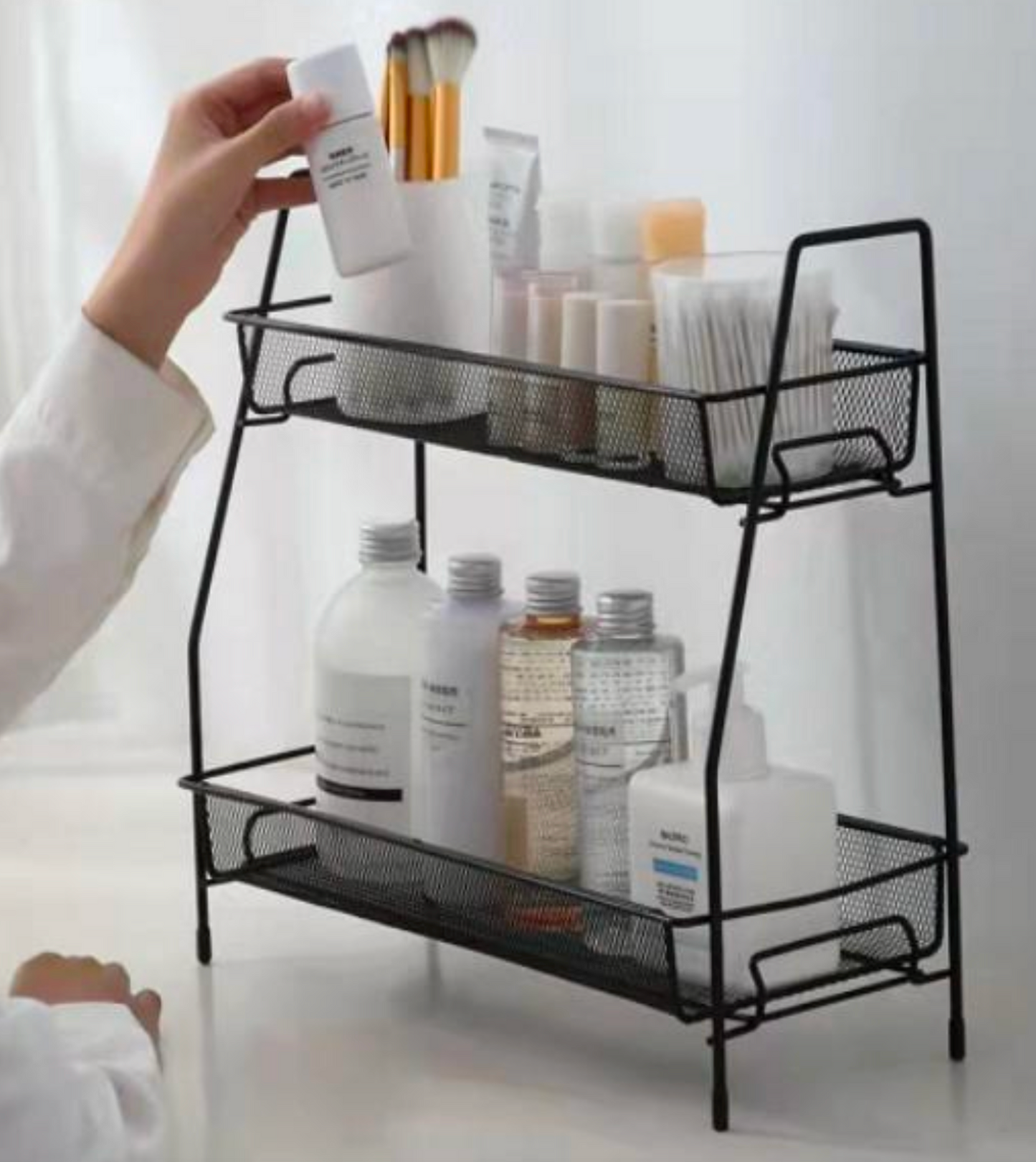 2 Tier Bathroom organiser - 17D x 36W x 33H CM Small Bathroom Counter Storage Kitchen Storage & Organisation for Countertop Home and Office