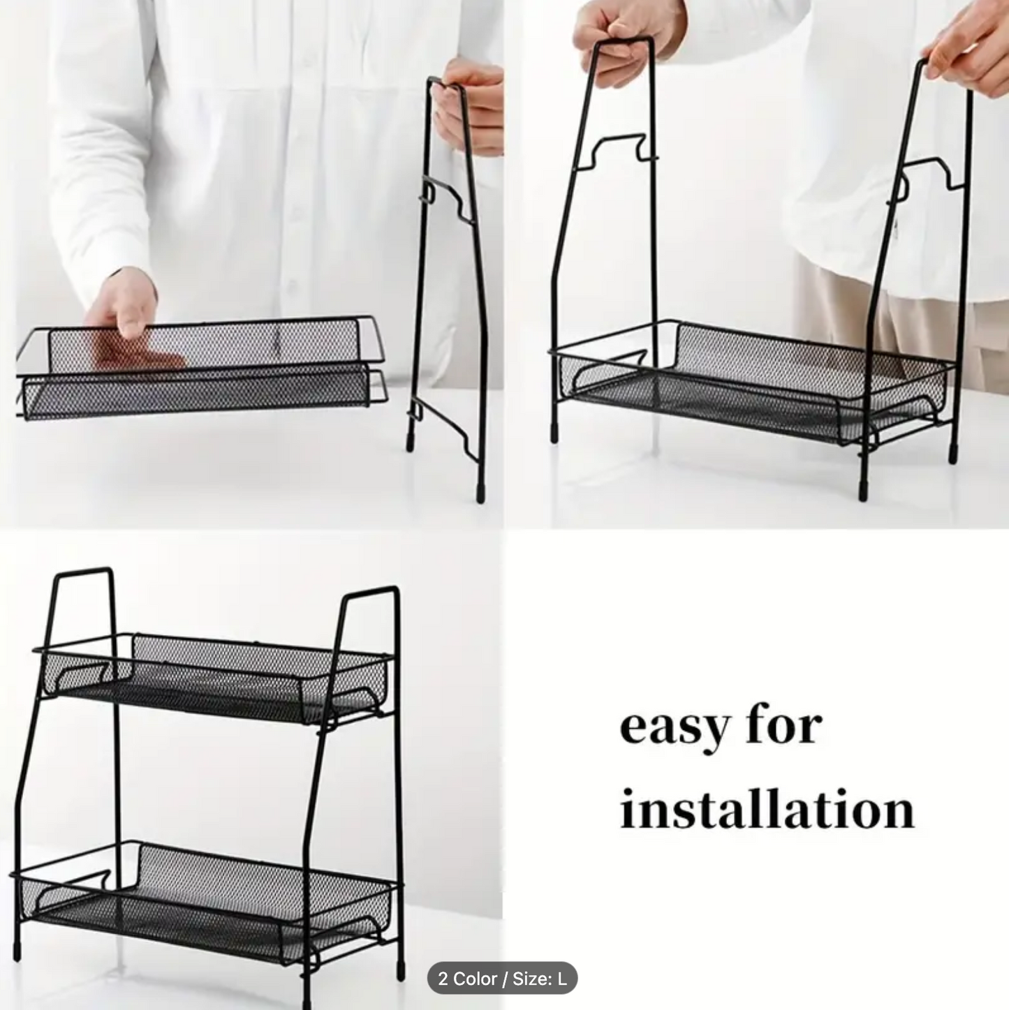 2 Tier Bathroom organiser - 17D x 36W x 33H CM Small Bathroom Counter Storage Kitchen Storage & Organisation for Countertop Home and Office
