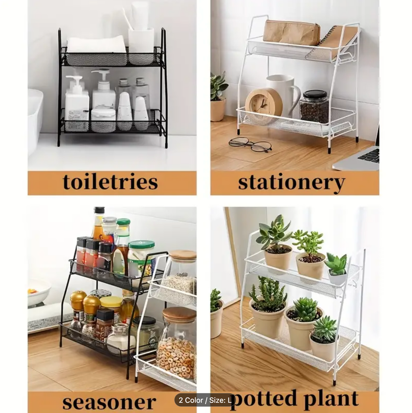2 Tier Bathroom organiser - 17D x 36W x 33H CM Small Bathroom Counter Storage Kitchen Storage & Organisation for Countertop Home and Office