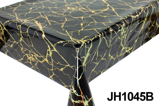PVC Vinyl Table cloth Luxury Modern Black Gold Marble and black silver marble Dining Wipe Clean