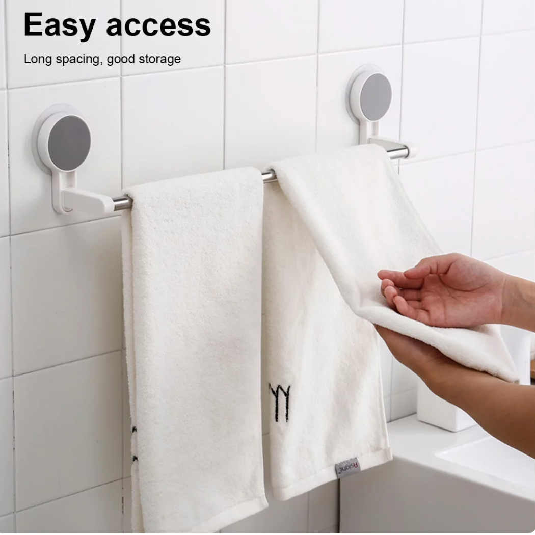 Wall Mounted Towel Rack Single Bar Washcloth Holder Household Hotel Kitchen Shower Towels Punch Free Suction Cup Shelf,Traceless sticker single pole towel rack.