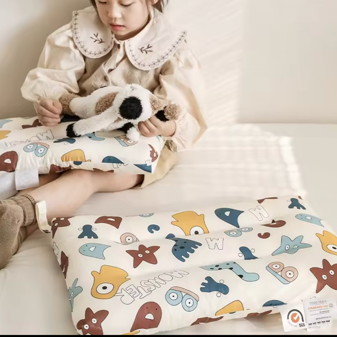Flat Head kids Pillow | Prevents & Corrects Plagiocephaly | Breathable 3D Air Mesh | Soft Organic Cotton | Completely Washable | Newborn Head Shaping | Safari Animals (1 Pack)
