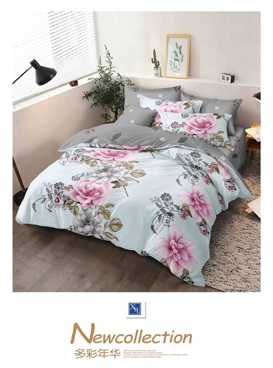 4 Piece (Super King)  Bedding Set 3D Design Duvet Cover Set Microfiber Printed Bedding Set with Pillow Cases and Extra Fitted Sheet Hypoallergenic