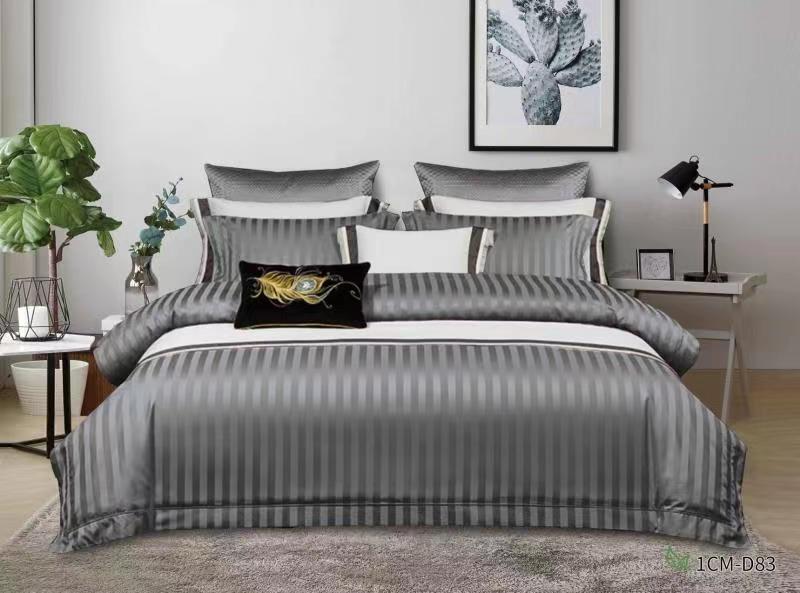 Satin Stripe Bed Duvet Cover Included Fitted Sheet (Duble) (King) (Super King)