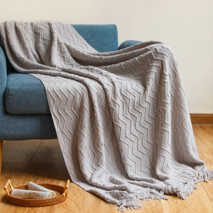 Elegant Nordic Blankets Tassel Knitted Sofa Cover Home Decorate Bedsheet Throw Blanket Cashmere Khaki Tapestry for Summer-deep blue,127x160 cm