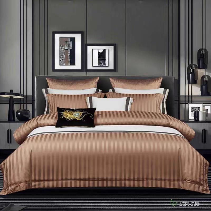 Satin Stripe Bed Duvet Cover Included Fitted Sheet (Duble) (King) (Super King)