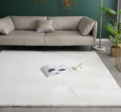 NATURAL FAUX RABBIT Rug Ultra Soft Plush Extra Large Rugs Living Room Wool Shaggy Fluffy