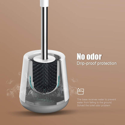 Toilet Brushes and Holder Set ,Wall Mounted Toilet Brush Grey, Silicone Toilet Bristle Brush with Holder for Bathroom Cleaning ,