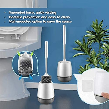 Toilet Brushes and Holder Set ,Wall Mounted Toilet Brush Grey, Silicone Toilet Bristle Brush with Holder for Bathroom Cleaning ,