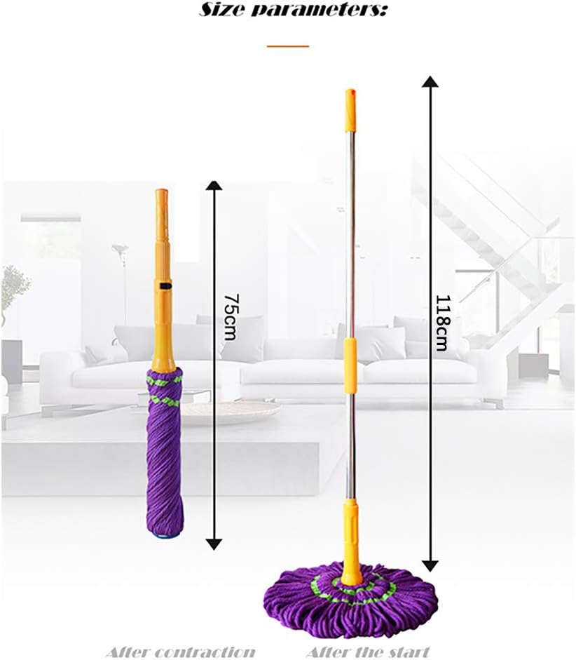 360 Degree Twist Floor Mop,Hands Free Retractable Mop with Cotton Yarn Head for Household Cleaning