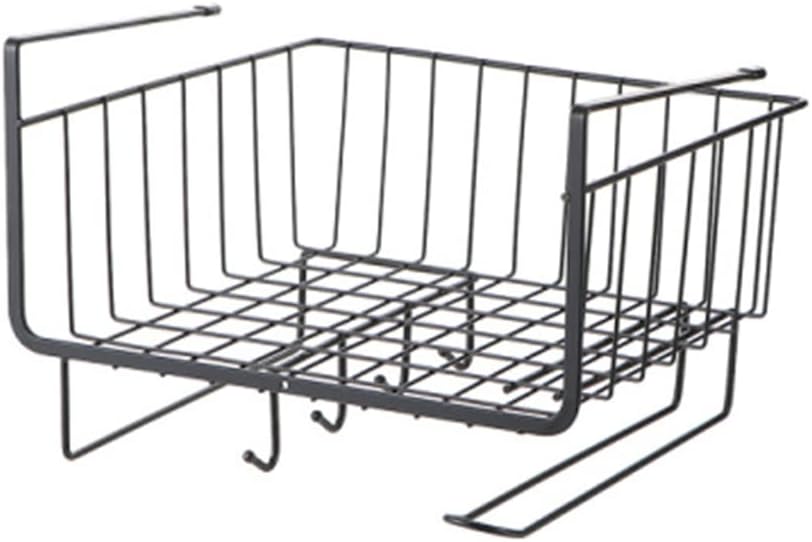 Metal Hanging Basket Under-Cabinet Wire Basket Small Item Organiser for Home Use Under Desk Shelf for Kitchen Pantry Bookshelf with Dual Mounted Hooks