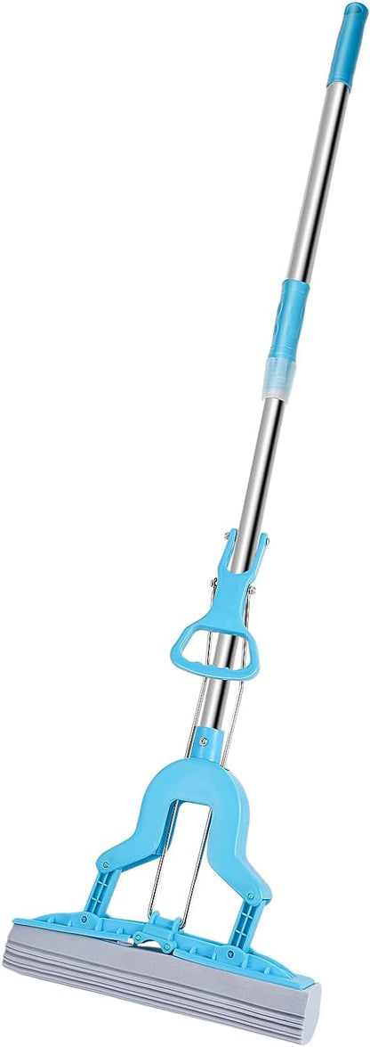 Sponge Mop with Telescopic Handle, Inbuilt Wringer and Highly-Absorbent PVA Sponge - Floor Cleaning Mop for Kitchen, Bathroom and Around the Home