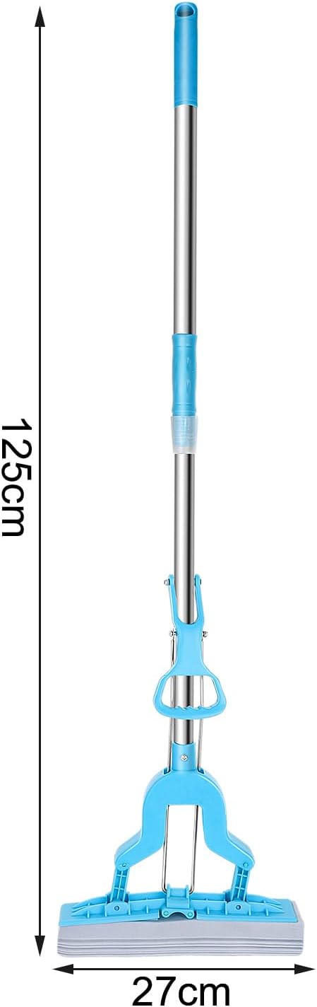 Sponge Mop with Telescopic Handle, Inbuilt Wringer and Highly-Absorbent PVA Sponge - Floor Cleaning Mop for Kitchen, Bathroom and Around the Home