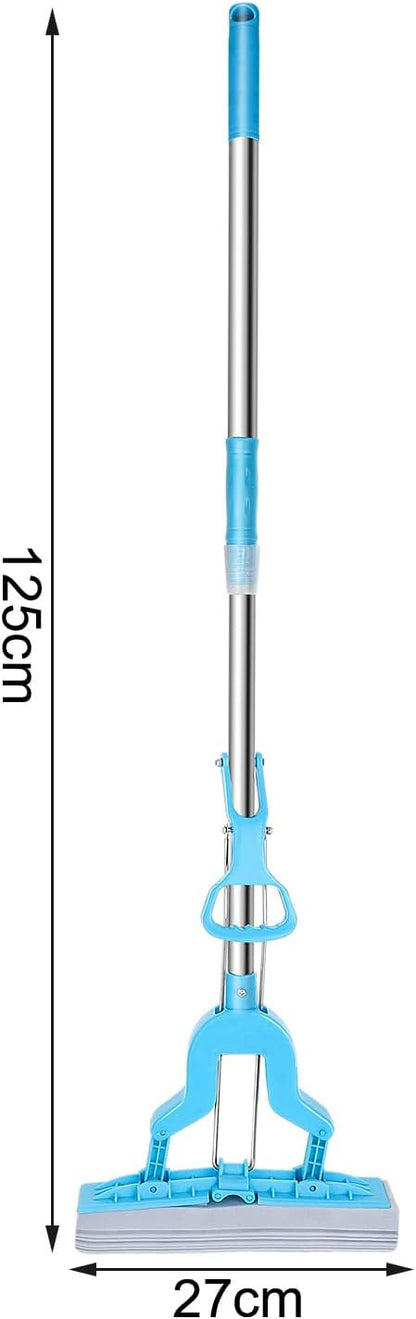 Sponge Mop with Telescopic Handle, Inbuilt Wringer and Highly-Absorbent PVA Sponge - Floor Cleaning Mop for Kitchen, Bathroom and Around the Home