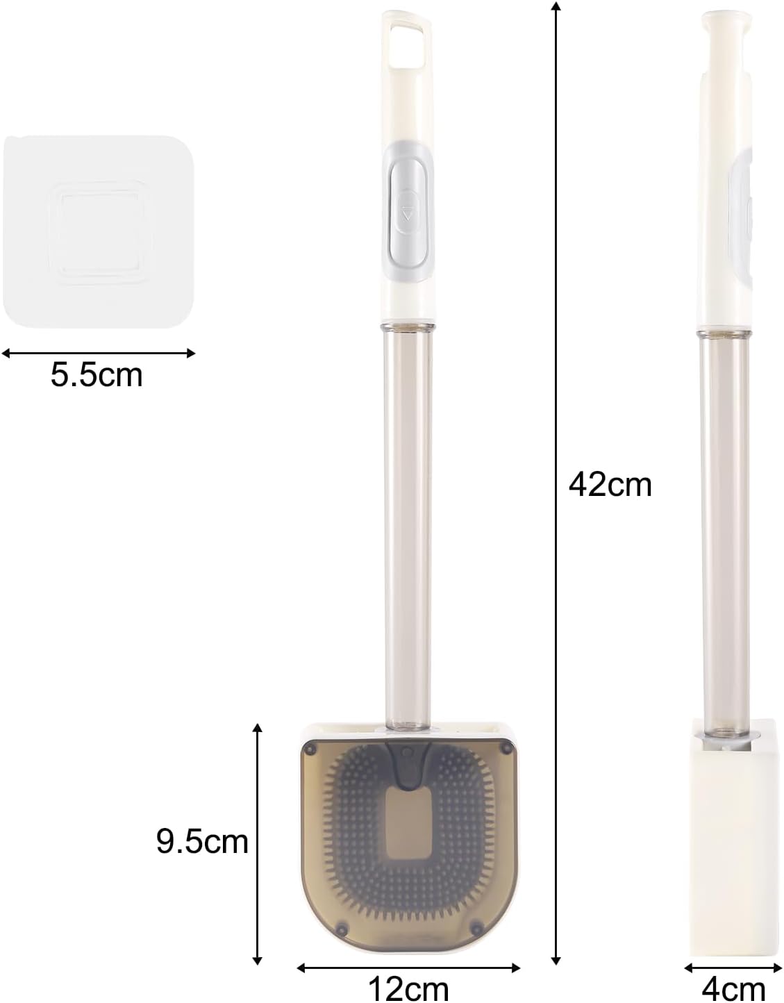 Silicone Toilet Brush and Holder Set, Deep Cleaning Bowl Toilet Brush with Soft Flexible Bristles and No-Slip Plastic Handle