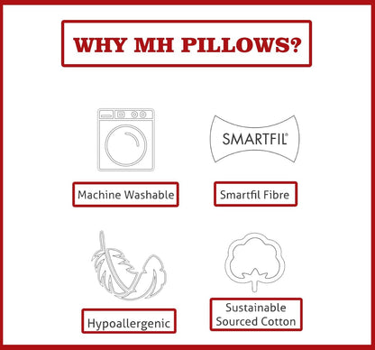 Home Pillows 2 Pack, Soft Support Bounce To Back Hotel Quality Extra Filling Bed Designed For Front, Side And Sleeper, Body ,100% Hypoallergenic Ultra Soft Microfibre Filling (50x75cm) (Copy) (Copy)