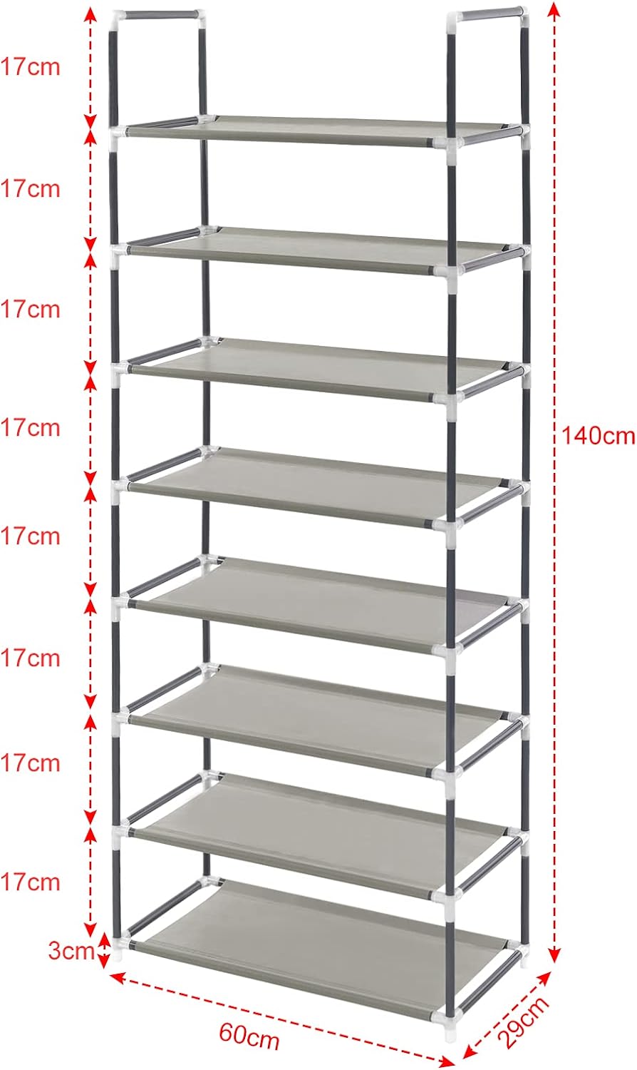 8 Tiers Shoe Rack Tall Shoe Racks Shelves Standing Storage Organizer for 40 Pairs Shoes