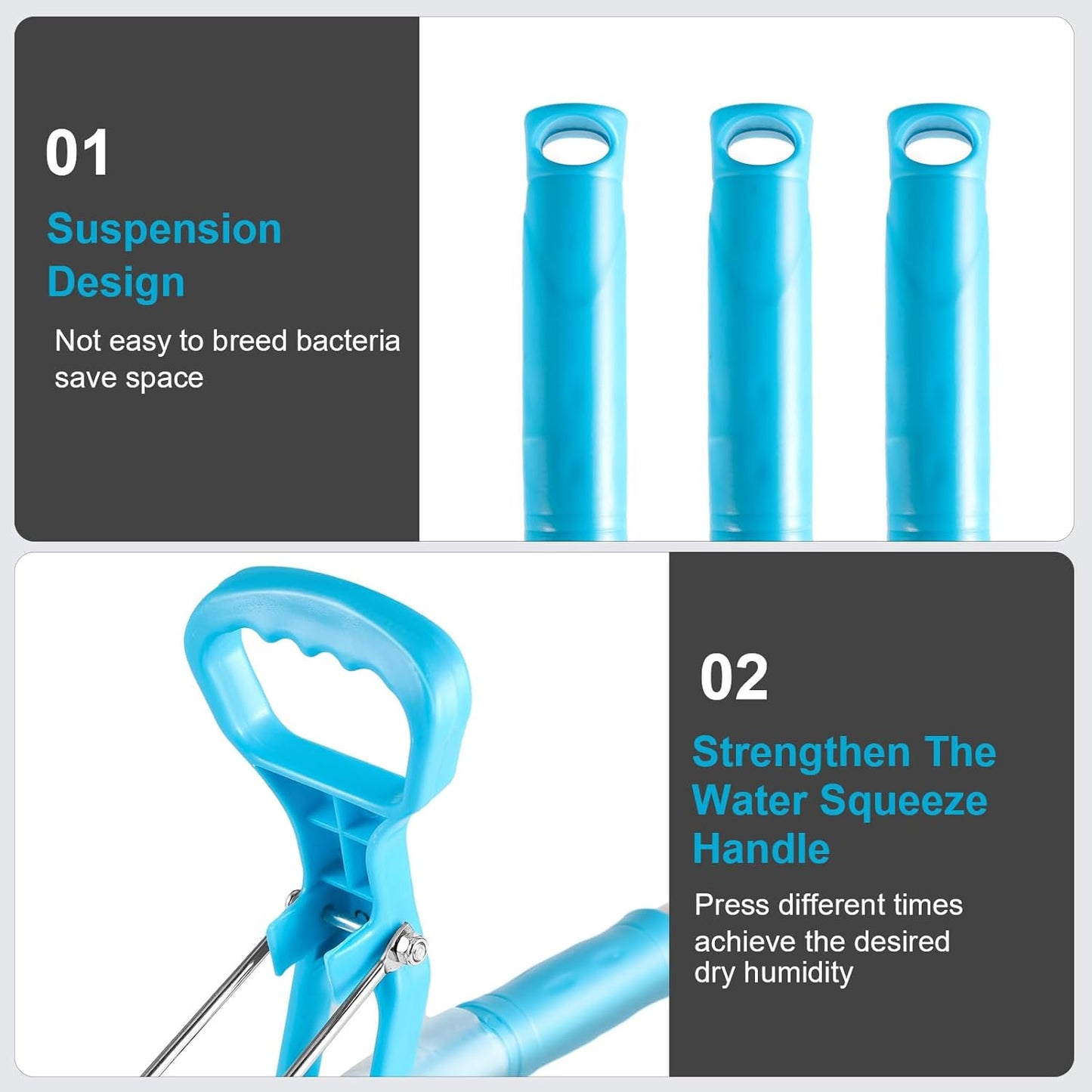 Sponge Mop with Telescopic Handle, Inbuilt Wringer and Highly-Absorbent PVA Sponge - Floor Cleaning Mop for Kitchen, Bathroom and Around the Home