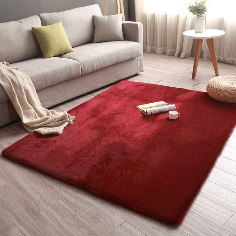 NATURAL FAUX RABBIT Rug Ultra Soft Plush Extra Large Rugs Living Room Wool Shaggy Fluffy