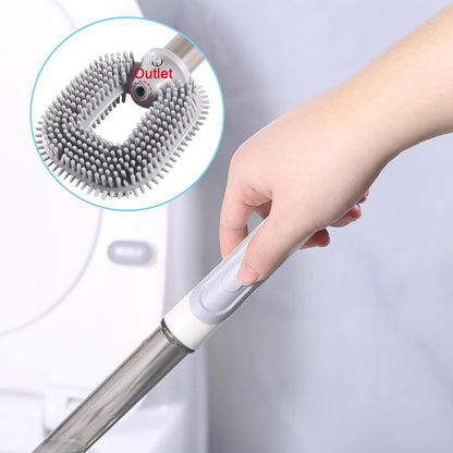 Silicone Toilet Brush and Holder Set, Deep Cleaning Bowl Toilet Brush with Soft Flexible Bristles and No-Slip Plastic Handle