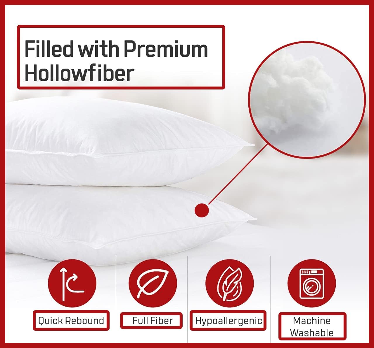Home Pillows 2 Pack, Soft Support Bounce To Back Hotel Quality Extra Filling Bed Designed For Front, Side And Sleeper, Body ,100% Hypoallergenic Ultra Soft Microfibre Filling (50x75cm) (Copy) (Copy)
