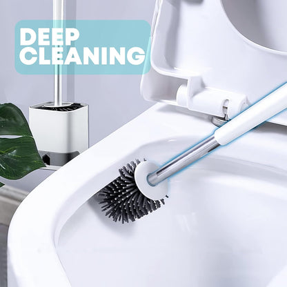 Toilet Brushes and Holder Set ,Wall Mounted Toilet Brush Grey, Silicone Toilet Bristle Brush with Holder for Bathroom Cleaning ,