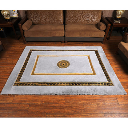Faux Fur  Rabbit Rug Ultra Soft With Gold Fur Rug, Shaggy And Leather Carpet  160x230