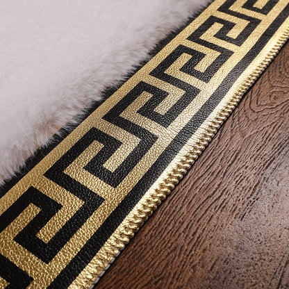 Faux Fur  Rabbit Rug Ultra Soft With Gold Fur Rug, Shaggy And Leather Carpet  160x230