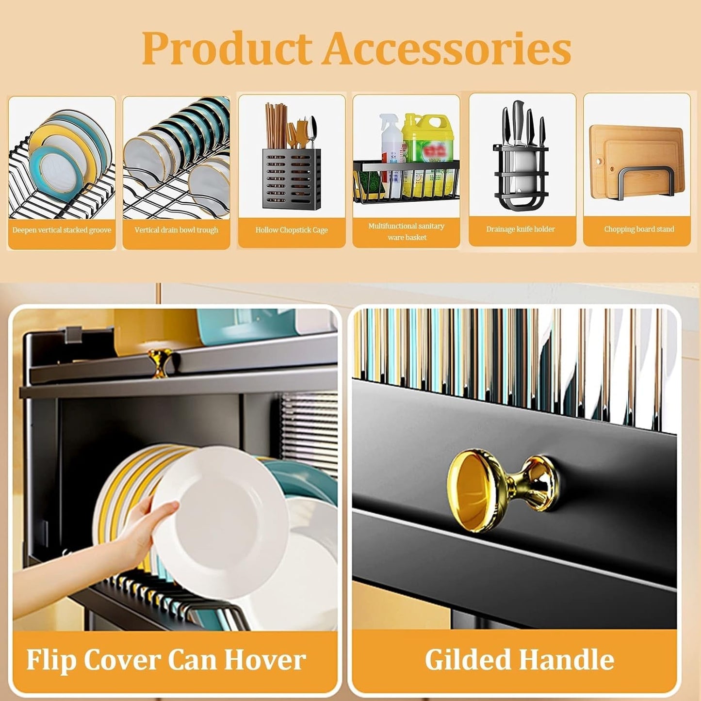 Over Sink Dish Drying Rack, Kitchen Organization And Storage Shelf Large Capacity For Drying Bowls Plates Cups (Color : Black,