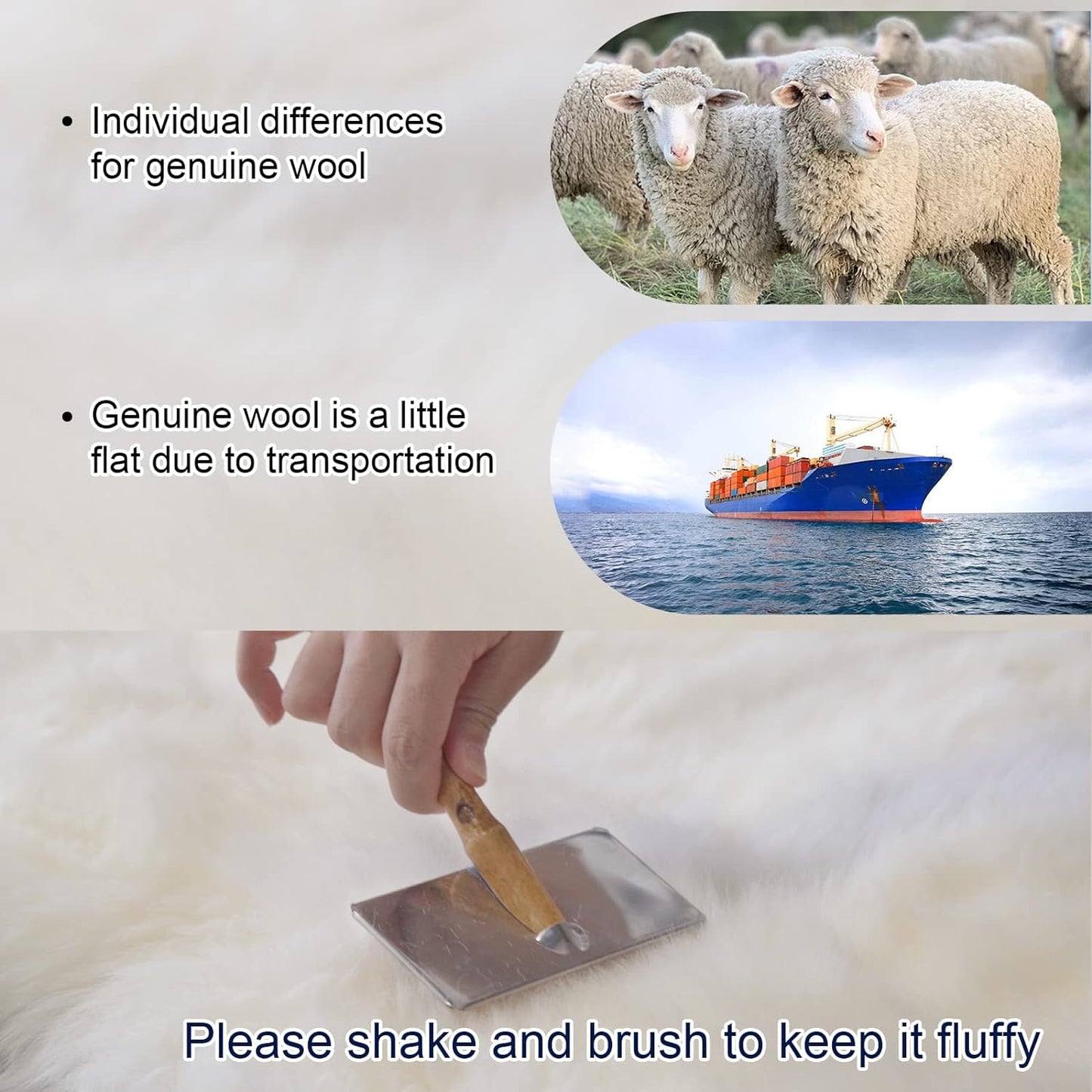 Real Genuine Sheepskin Rug Natural Sheepskin Throw Real Full Sheepskin Rugs Fluffy Fur Rug Authentic Sheepskin Seat Covers For Chairs Sheepskin Seat Pads Cushion White (70X100cm)(Double: 210x80cm)