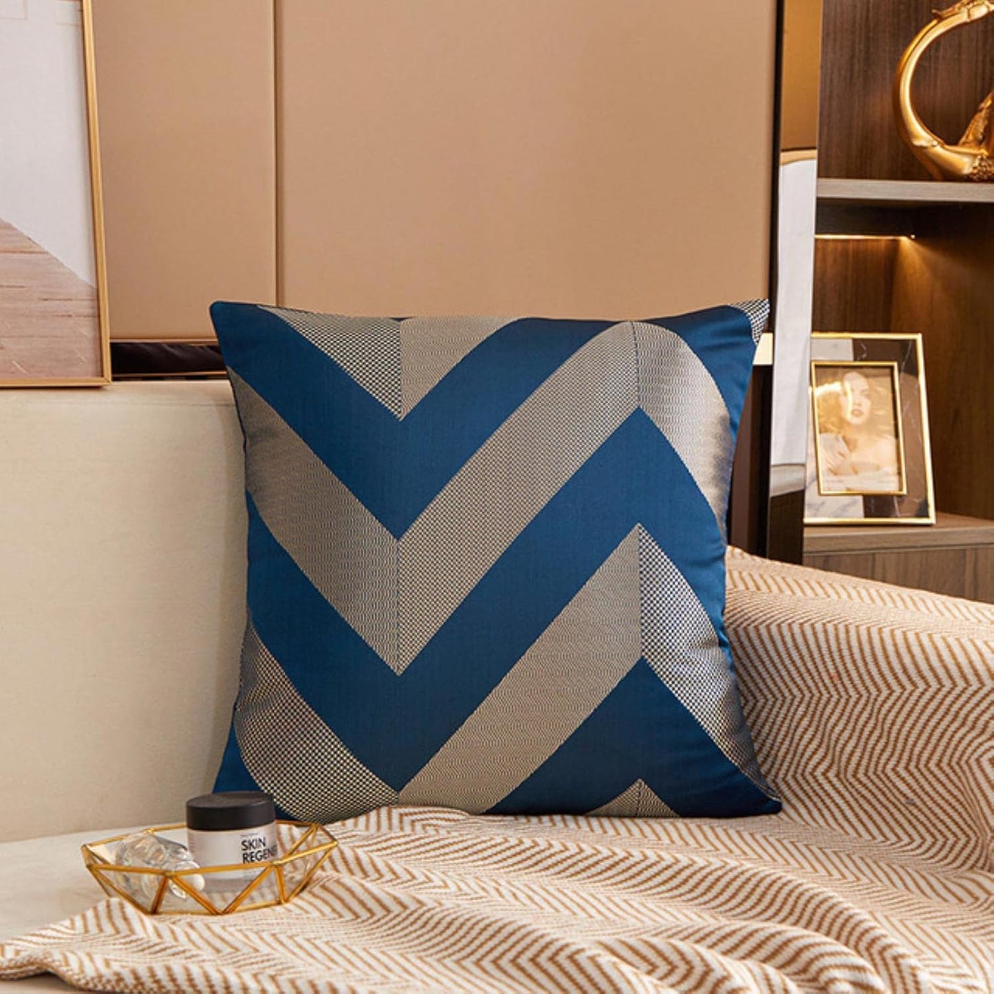 Satin Cushion Cover Nordic Pillow Case Geometry Silky Home Decor  45x45