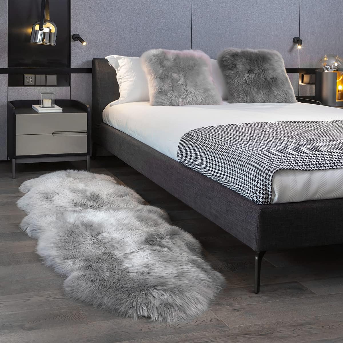 Real Genuine Sheepskin Rug Natural Sheepskin Throw Real Full Sheepskin Rugs Fluffy Fur Rug Authentic Sheepskin Seat Covers For Chairs Sheepskin Seat Pads Cushion White (70X100cm)(Double: 210x80cm)