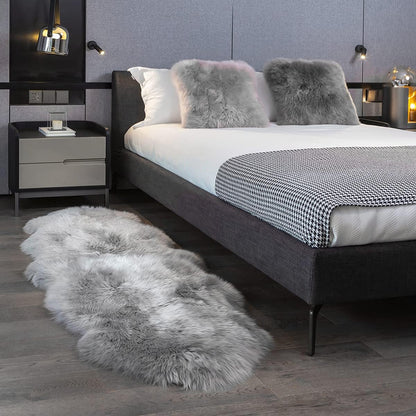 Real Genuine Sheepskin Rug Natural Sheepskin Throw Real Full Sheepskin Rugs Fluffy Fur Rug Authentic Sheepskin Seat Covers For Chairs Sheepskin Seat Pads Cushion White (70X100cm)(Double: 210x80cm)